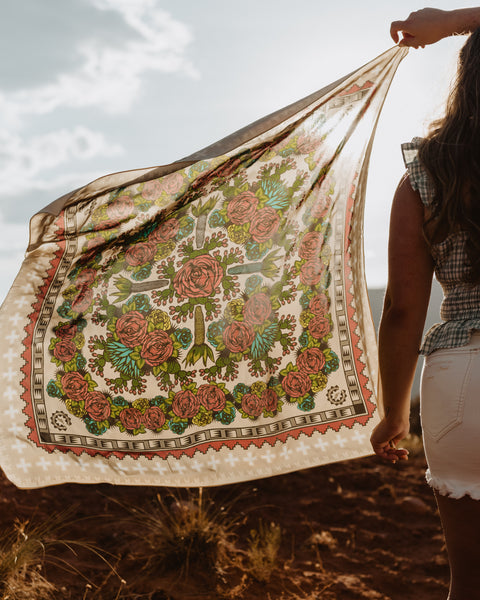 Desert Floral Silk Scarf – Eighth Generation