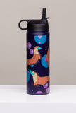 Water bottle with sea-themed design featuring sea otters on a neutral background