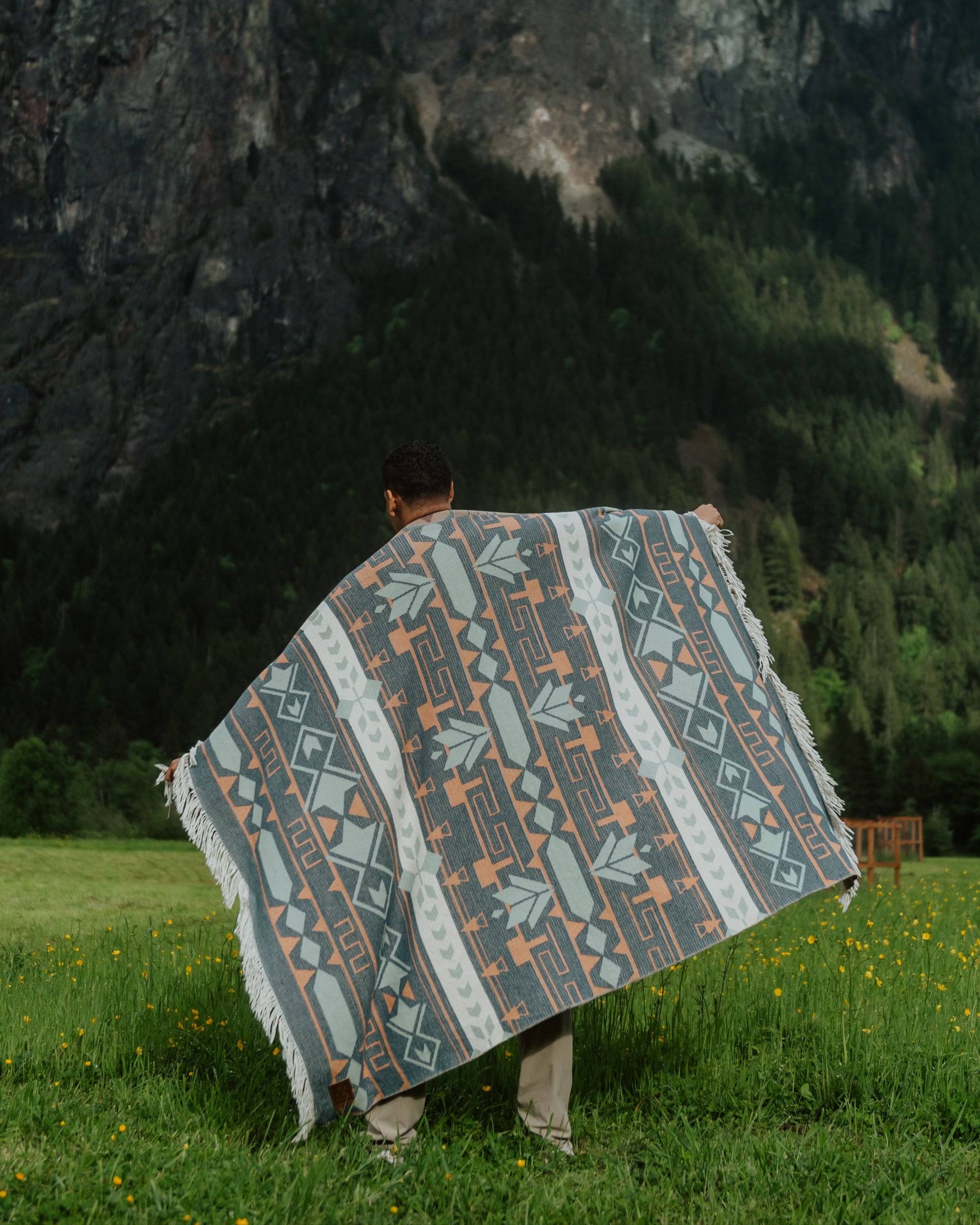 Natural Geometry Throw Blanket – Eighth Generation - Geometric Patterned Throw Blanket With Natural Materials
