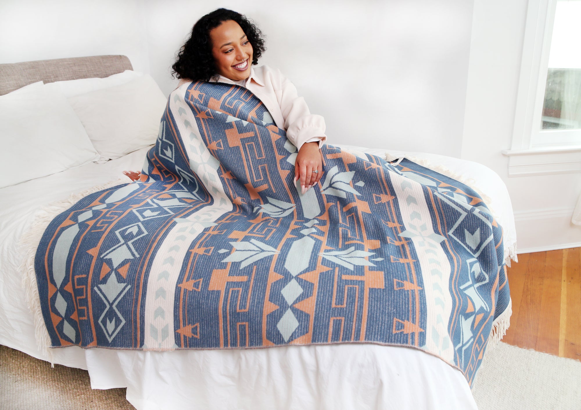 Geometric Throw Natural Geometry Throw Blanket – Eighth Generation